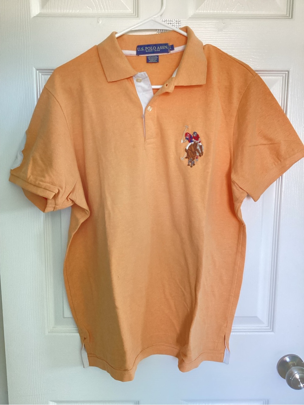 U.S. Polo Assn. Men's Peach-Orange Short Sleeve Polo
